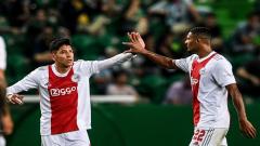 Ajax striker Sebastien Haller celebrates a goal